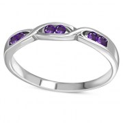 Amethyst CZ Silver Womens Ring, r287